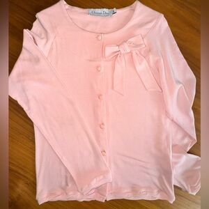 🩷Christian Dior Girls Pink Long Sleeve Top with Bow Detail, Girls Size 12+
